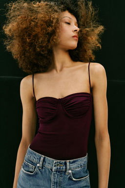 BODY TUL FRUNCES / Berenjena oscuro - Zara фото 2