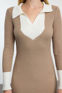 TRENDYOLMILLA Siyah Midi Triko Renk Bloklu Elbise Elbise TWOAW23EL00024  фото 4