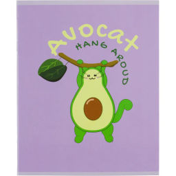 Тетрадь общая А5 48л Avocat фиол.,клет,скреп, ВД-лак