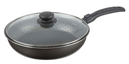 Сковорода 240мм,1 ручка, стеклянная крышка, антипригарное покрытие Лён - Калитва фото 3