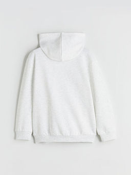 Kap??onlu Basic Uzun Kollu Erkek ?ocuk Fermuarl? Sweatshirt