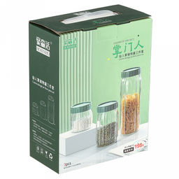 Банка для сыпучих продуктов стеклянная Кактус набор 3шт: 0,3л, h8,8с; 0,6мл, h14см; 1л, h22,6см, горло д7,5см, основание д8см, винтовая пластмассовая крышка зеленого цвета, в коробке (Китай) - Домашняя мода фото 3