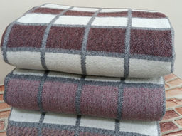Одеяло п/шерсть 50% Клетка 140*205 ОПШ-2 цв бел.сер.бордо (Россия ВВТ)