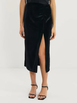 Юбка миди из бархата с разрезом / Zarina
