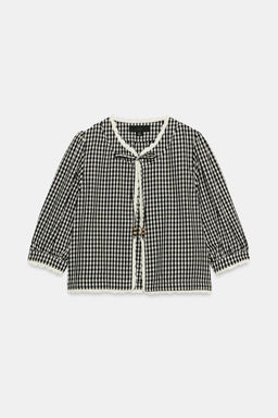 GINGHAM CHECK CROCHET JACKET - Zara фото 7