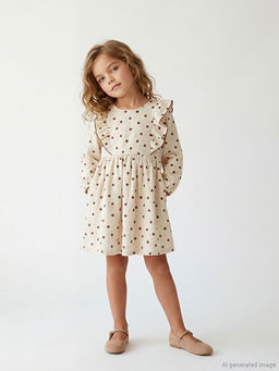 Bisiklet Yaka ?i?ekli K?z ?ocuk Elbise