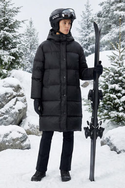 Siyah Oversize Kaz Tuylu Su Iticili Uzun Sisme Mont TWOAW25MO00103 - Trendyolmilla фото 8