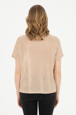 Женская бежевая футболка с круглым вырезом Неожиданная скидка в корзине - U.s. polo assn фото 5