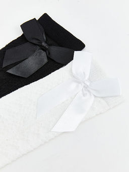 Fiyonk Detayl? K?z ?ocuk Diz Alt? ?orap 2li