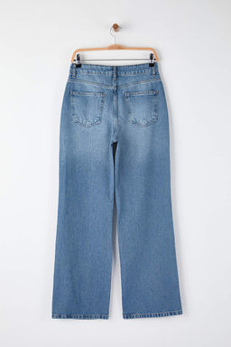 TRENDYOLMILLA Mavi Soluk Efekt Vintage Yuksek Bel Wide Leg Jeans TWOAW24JE00089  фото 8