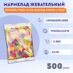 KrutFrut, мармелад жевательный, со вкусом маракуйи, граната, персика, винограда, малины и груши (упаковка 0,5 кг) - Крут фрут фото 2
