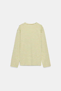 CAMISETA RAYAS ALGOD?N Y LINO / Beige / Tostado