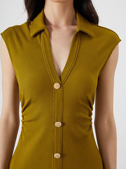 Dokulu B?zg?l? G?mlek Elbise