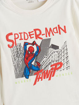 Bisiklet Yaka Spider-Man Bask?l? Uzun Kollu Erkek ?ocuk Ti??rt