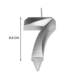 Цена за 3 шт. Свеча в торт «Цифра 7», серебряная, 6.5 см