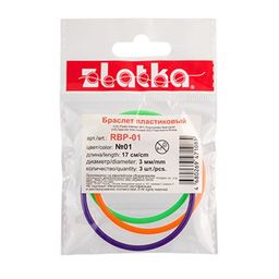 Zlatka Браслет пластиковый RBP-01 17 см 10 х 3 шт СК/Распродажа №01 ассорти