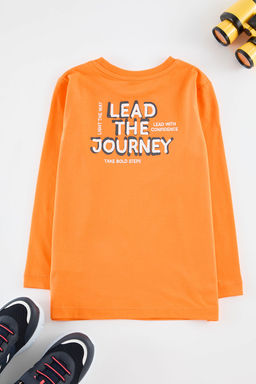 Turuncu Erkek Cocuk S?rt Bask?l? Orme T-Shirt TKDAW25TS00033 - Trendyolmilla фото 2