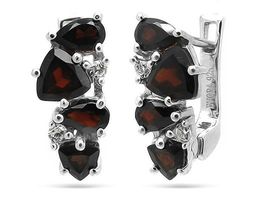 Серьги из серебра гранат куб.циркон., Николет