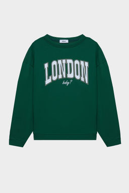 Свитшот с защипами на рукавах и принтом