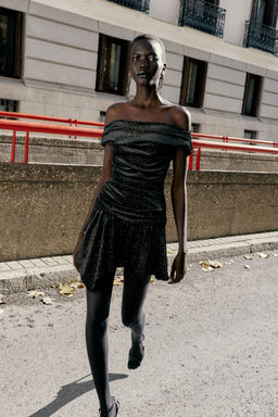 SPARKLY VELVET MINI DRESS - Zara фото 8