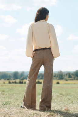 LIMITED EDITION WOOL CHECK FLARE TROUSERS - Zara фото 3