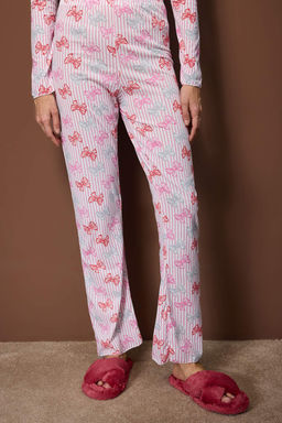 Cok Renkli Pamuklu Cizgili ve Kurdele Fiyonklu Orme Pijama Tak?m? THMAW26PT00229 - Trendyolmilla фото 3