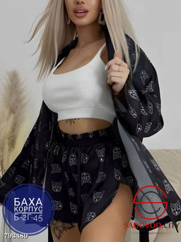 Костюм двойка с эксклюзивным принтом киберкошка - Bruno фото 3