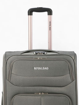 Чемодан на колёсах Royalbag большой 104 л (L), на молнии, с увеличением, кодовый замок, 4 колеса, серый