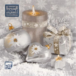 Салфетки бумажные 33*33 Home Collection Classic Праздничный натюрморт. Серебро, 3 сл., 20л