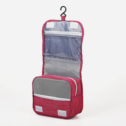 Косметичка-несессер дорожная на молнии, липучках, с ручкой, с крючком, розовая - Simaland фото 3