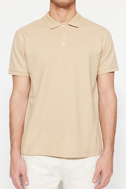 Bej Slim/Dar Kesim Yakas_ _izgili Basic %100 Pamuk Polo Yaka T-shirt TMNSS20PO0009 - Trendyolmilla фото 2