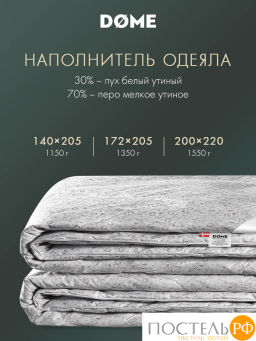 Одеяло Dome ПУХ-ПЕРО В ТИКЕ хл./ пух/перо,1350 г  фото 2