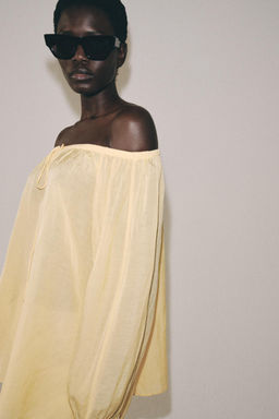 BLUSA CON LINO ZW COLLECTION / Amarillo pastel - Zara фото 2