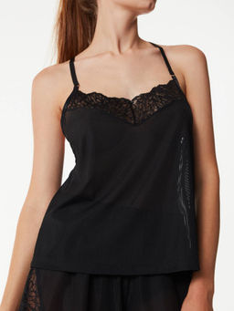 CONTE Топ в полупрозрачный рубчик с кружевом Divonteese LHW 1464 black - Conte elegant фото 5
