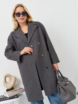 Пальто женское демисезонное 25885 (серый точка)