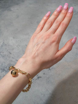 Браслет цепочка с подвеской «Шарик», L=22 см, металл, цвет золото