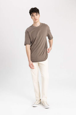 Футболка свободного покроя с круглым вырезом и короткими рукавами - Defacto фото 2