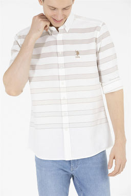 Мужская белая рубашка в каменную полоску - U.s. polo assn фото 6
