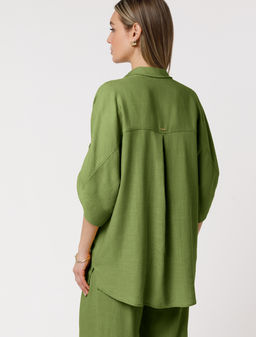 VILATTE / Блузка с цельнокроеным рукавом изо льна с вискозой  фото 4