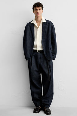 CROPPED WIDE-LEG DENIM TROUSERS - Zara фото 6