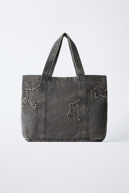 SHOPPER DENIM ESTRELLAS / Negro