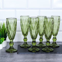 Бокал для шампанского 6 штук 200 мл / KF-036-1 /уп 8/ зеленый - Галеонтрейд фото 2