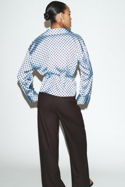 POLKA DOT SATIN SHIRT WITH BELT - Zara фото 4