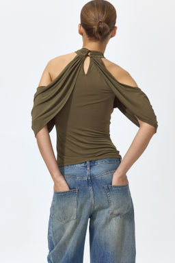 Top drapeado con hombros cut-out - H&m фото 3