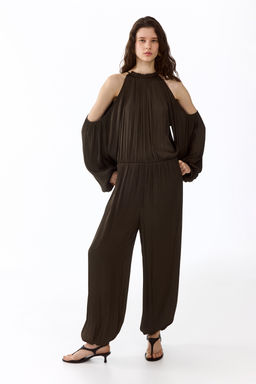 Cold-shoulder satin jumpsuit - H&m фото 5