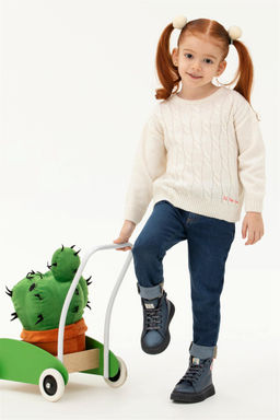 Кремовый меланжевый свитер для девочки - U.s. polo assn фото 5