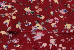 Штапель Премиум Цветочная грация цв.вишневый, ш.1.45м, вискоза-100%, 120гр/м.кв - Купава фото 5