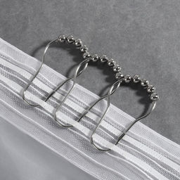 Крючок для штор с шариками, 7.5×4 см, 10 шт., цвет серебряный