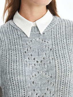 Bisiklet Yaka Ajurlu Kad?n Triko S?veter