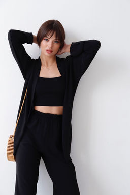 9192 Костюм из кимоно и брюк-палаццо чёрный - Martichelli фото 9